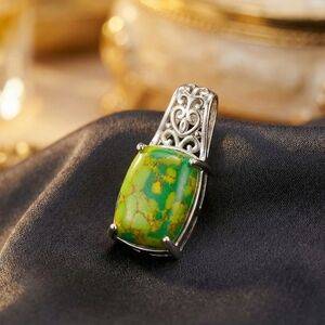 Green Copper Mojave Turquoise Sterling Silver Pendant